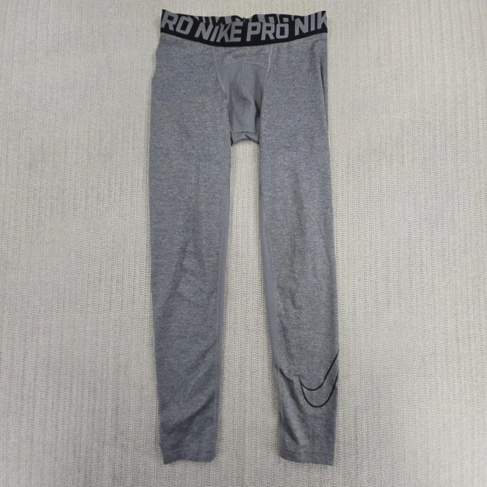 Nike Pro Dri-FIT Leggings Youth XL Gray Compression Running Training 726464-091